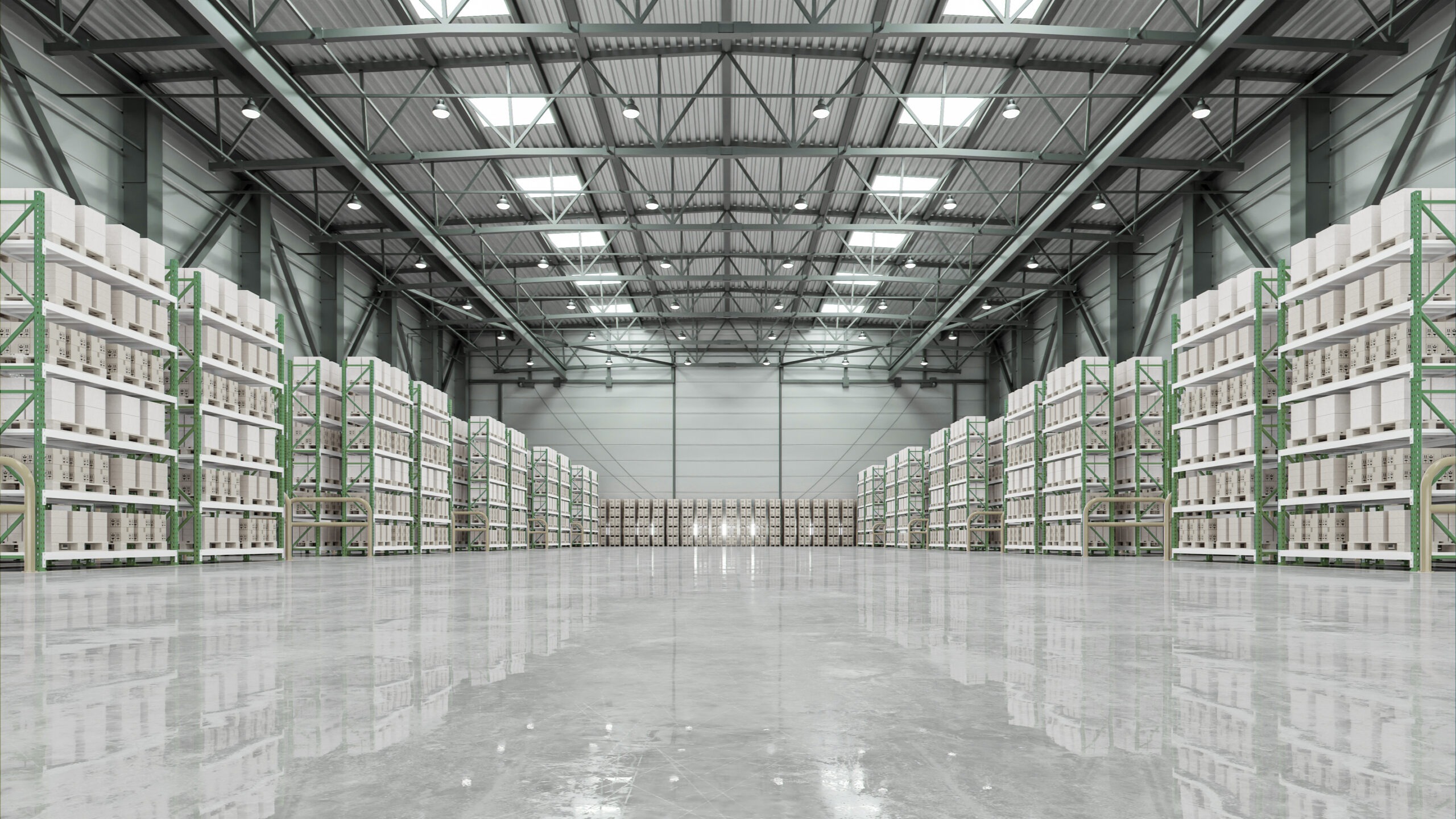 Interior de almacén logístico de Logistics Express